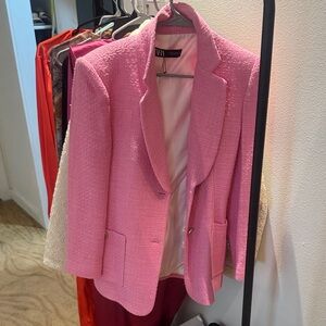 Zara Vibrant Pink Textured Blazer